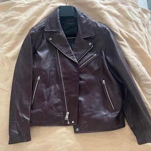 Rag and bone maroon leather motorcycle jacket - XL